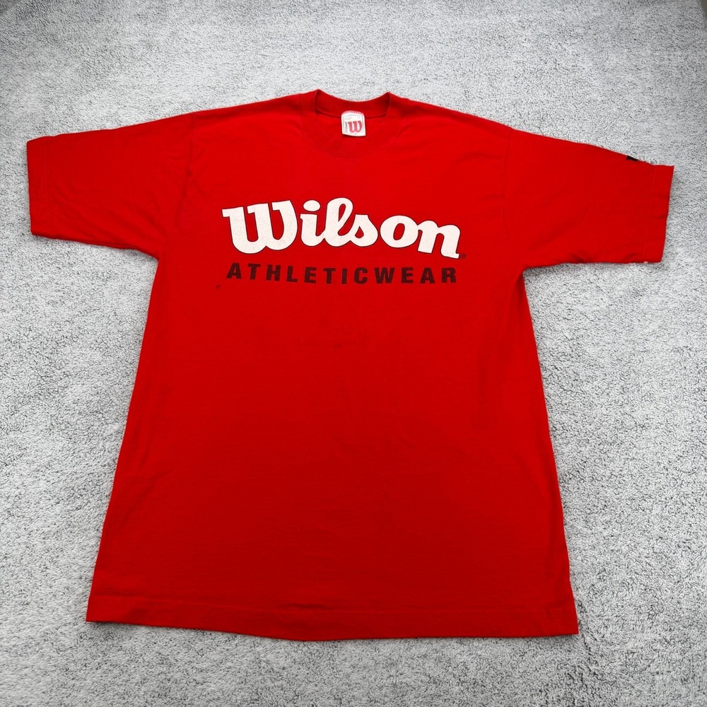 Vintage Wilson Athleticwear T Shirt Mens Large Red Baseball Logo 90s USA Sports